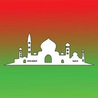 moskeeillustratie met rode en groene gradiëntachtergrond vector