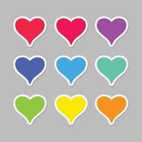 verzameling stickers geïllustreerde hartpictogrammen vector