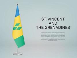 st. vincent en de grenadines hangen de vlag op de standaard. vector