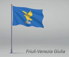 wapperende vlag van friuli-venezia giulia - regio van italië op vlag vector