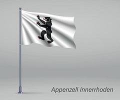 wapperende vlag van appenzell innerrhoden - kanton zwitserland vector
