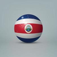 3D-realistische glanzende plastic bal of bol met vlag van costa rica vector