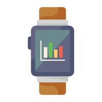 staafdiagram in horloge, smartwatch-diagrampictogram vector