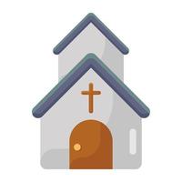 een christendom huis vector stijl, kerk plat pictogram ontwerp