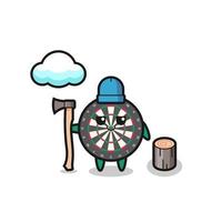 karakter cartoon van dartbord als houthakker vector