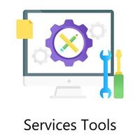 service tools platte gradiënt concept icoon, schroevendraaier met sleutel vector