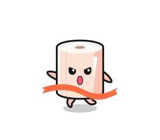 schattige tissue roll-illustratie bereikt de finish vector