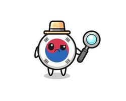 de mascotte van de schattige vlag van Zuid-Korea als detective vector