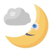 wolk en maan, trendy pictogramontwerp van de nacht vector