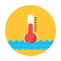 plat ontwerp van zon met thermometer, warm weerpictogram vector