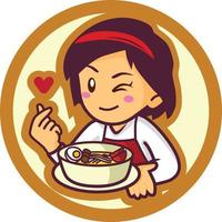 soto soep resto vrouw mascotte logo vector