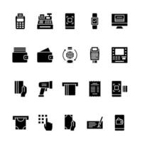 pos systeem glyph icon set vector