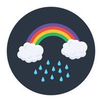 een meteorologisch fenomeen, icoon van regenboog in vlakke stijl vector