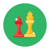 schaakstukken icoon in platte afgeronde stijl vector