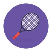 racketpictogram, badmintonracket in platte afgeronde stijl vector