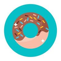 chocolade donut pictogramstijl, zoetwaren item, vector