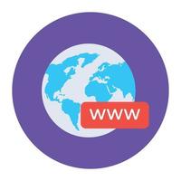 world wide web icoon, platte afgeronde vector