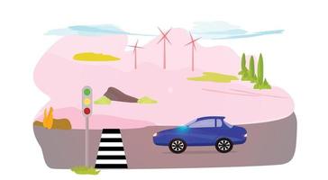 auto weg landschap platteland weide abstract achtergronden vector illustratie eps10 07052021