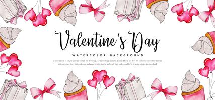 Waterverf Cupcake Valentine Banner vector