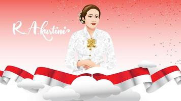 kartini day, ra kartini de helden van vrouwen en mensenrechten in Indonesië. banner sjabloon ontwerp achtergrond - vector