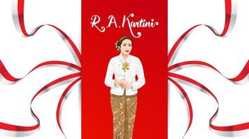 kartini day, ra kartini de helden van vrouwen en mensenrechten in Indonesië. banner sjabloon ontwerp achtergrond - vector