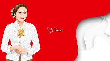 kartini day, ra kartini de helden van vrouwen en mensenrechten in Indonesië. banner sjabloon ontwerp achtergrond - vector