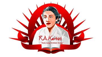 raden adjeng kartini de helden van vrouwen en mensenrecht in indonesië. kan gebruiken voor logo, mascotte of embleem achtergrond. - vector