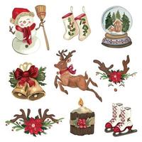 kerst decoratieve elementen instellen. vectorillustraties op een witte achtergrond. vector