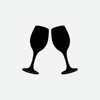 proost pictogram geïsoleerd op een witte achtergrond. twee wijnglazen silhouet. vector