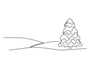winterlandschap met spar overzicht vectorillustratie. besneeuwde sparren tussen heuvels. sjabloon voor wenskaarten, posters, websites vector
