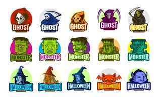 Horror Ghosts Set voor Halloween en eSports vector