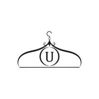 mode vector logo. kleerhanger logo. letter u-logo. kleermaker embleem. garderobe icoon - vector design