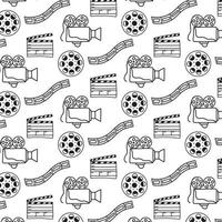 vectorpatroon met camera, film. bioscooppatroon in doodle-stijl. vector