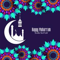 Gelukkig Muharran decoratief kleurrijk islamitisch ontwerp vector