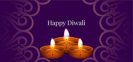 Gelukkige Diwali decoratieve paarse banner vector