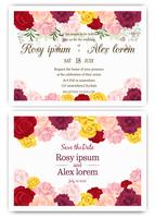 bruiloft uitnodigingskaart met kleurrijke bloemen en bladeren. vector