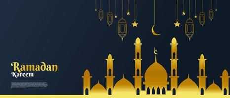 ramadan kareem of eid mubarak islamitisch achtergrondontwerp voor wenskaart, spandoek, evenement of poster vector