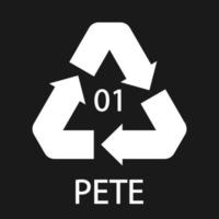 pete 01 recycling code symbool. plastic recycling vector polyethyleen teken.