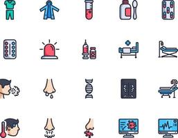 25 medic icon pack 1 stijl lineal-kleur, lineal color medic icon vector
