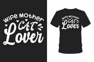 vrouw moeder kattenliefhebber t-shirt. vector