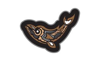 gekleurde walvisprint in maori-stijl. geïsoleerd. vector illustratie