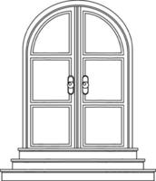 een deur zwart-wit doodle karakter vector