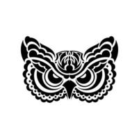 het gezicht van een uil uit patronen van Polynesië. geïsoleerd op een witte achtergrond. vectorillustratie. vector