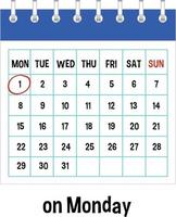 Engelse voorzetsels van tijd met kalender vector