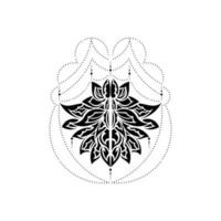 tattoo lotus of waterlelie vormen, grafische elementen in zwart op witte achtergrond, Indiase moderne ornamenten. vector