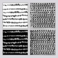 een reeks naadloze abstracte zwart-wit patronen. zwart-wit print met golvende lijnen, stippen en vlekken. penseelstreken zijn met de hand getekend vector