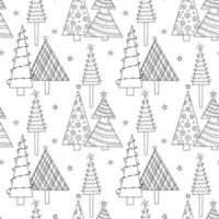 een naadloos nieuwjaarspatroon van gestileerde versierde kerstbomen. vector
