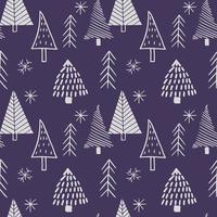 naadloze Scandinavische stijlpatronen van handgetekende gestileerde kerstbomen. vector