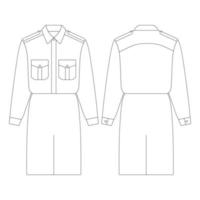 sjabloon losse jurk met opgestikte zakken vector illustratie plat ontwerp omtrek kleding
