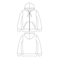 sjabloon zip hoodie vector illustratie plat ontwerp overzicht kleding